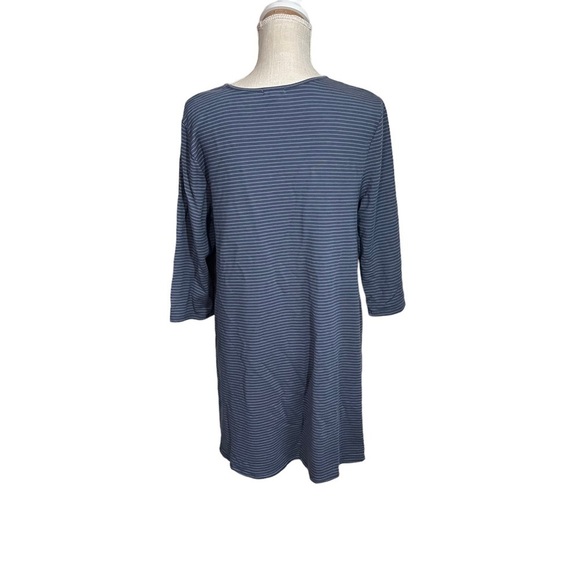 Garnet Hill Navy Blue & Periwinkle Striped Short Sleeve T-Shirt Mini Dress Sz L - Picture 4 of 13